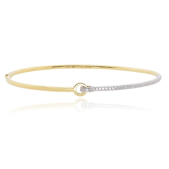 18ct Two Colour Gold Diamond Interlocking Bangle - 1/4ct - D4624