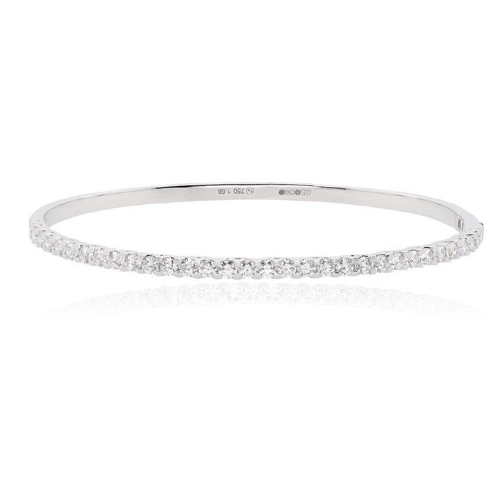 18ct White Gold Diamond Bangle - 1.68cts - D4625