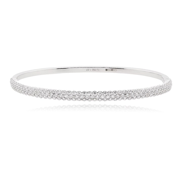 18ct White Gold Diamond Tennis Bangle - 1.57cts - D4626