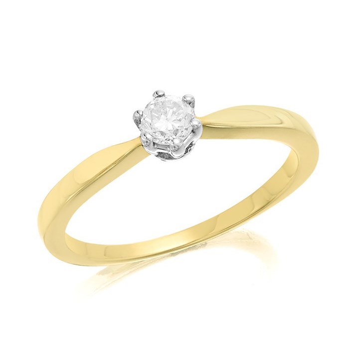 9ct Gold Diamond Solitaire Ring - 20pts - D5010