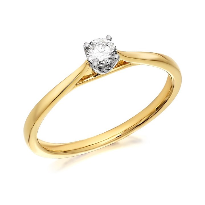 9ct Gold Diamond Solitaire Ring - 15pts - AGI Certificated - D5016