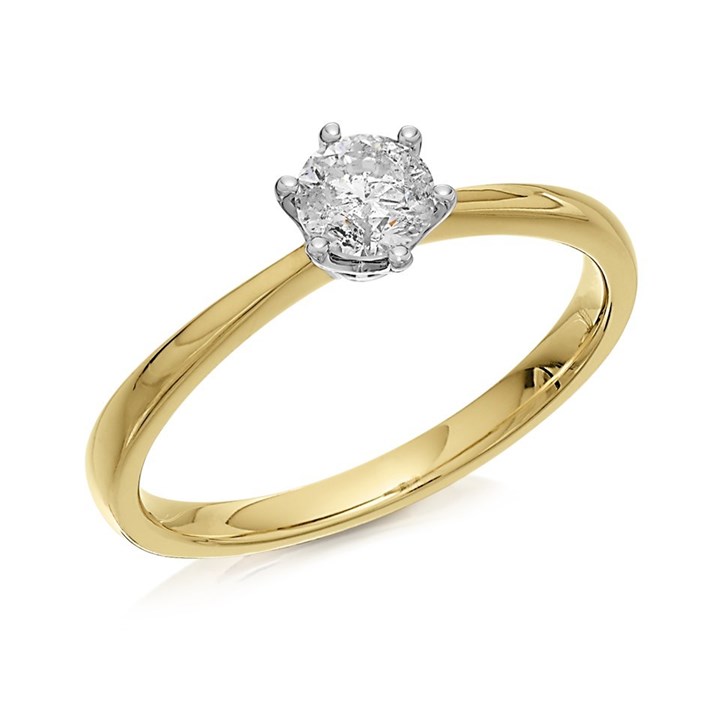 9ct Gold Diamond Solitaire Ring - 40pts - D5028