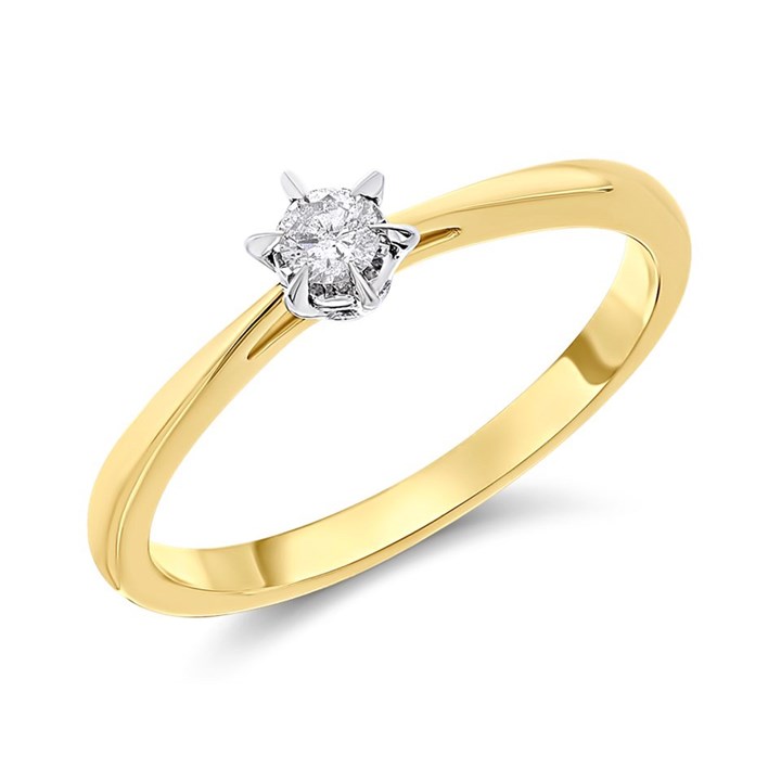 9ct Gold Diamond Solitaire Ring - 10pts - D5035