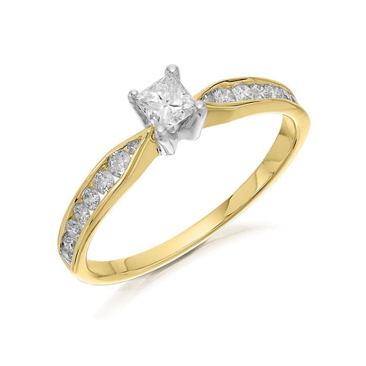 9ct Gold Princess Cut Diamond Ring - 1/2ct - AGI Certificated - D5131