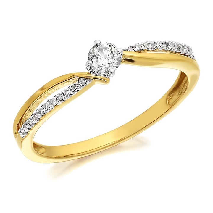 9ct Gold Diamond Split Band Crossover Ring - 1/4ct - D5140