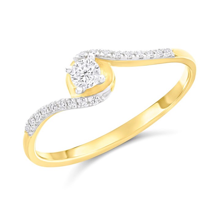 9st Gold Fancy Twist Singlestone Diamond Ring - D5142