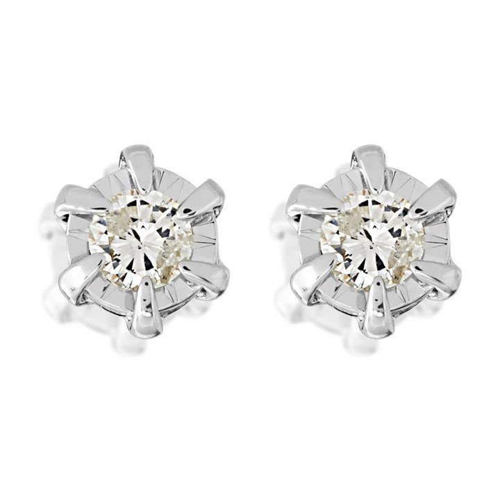 9ct Gold Diamond Solitaire Stud Earrings - 30pts per pair - D54123
