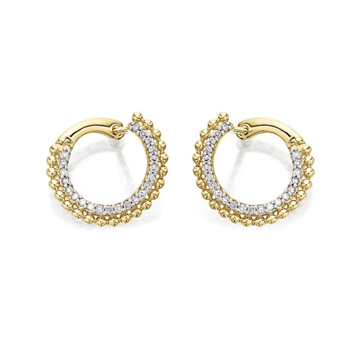 9ct Gold Diamond Curl Hoop Earrings - 20pts per pair - D5480