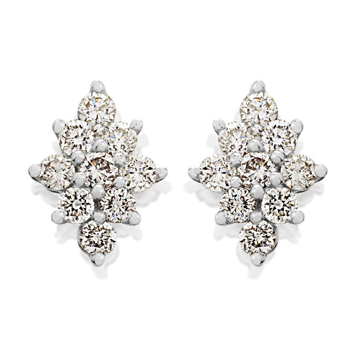 9ct White Gold Diamond Cluster Stud Earrings - 1/2ct per pair - D5533