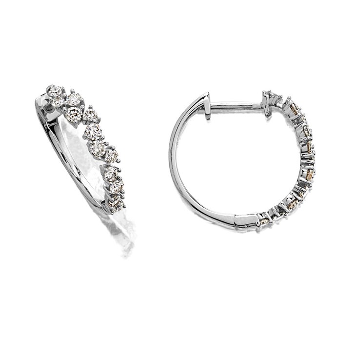 9ct White Gold Diamond Hoop Earrings - 1/2ct per pair - D5534