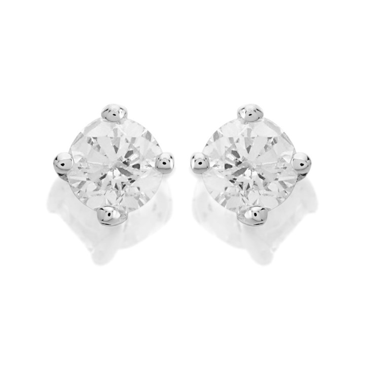 9ct White Gold Diamond Solitaire Stud Earrings - 15pts per pair - D5535
