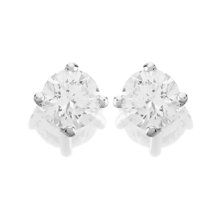 9ct White Gold Diamond Solitaire Stud Earrings - 20pts per pair - D5536
