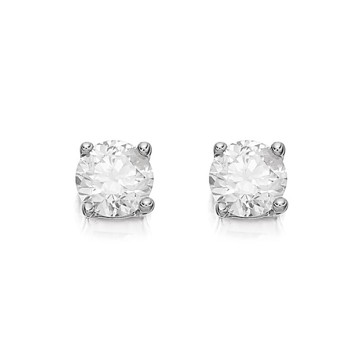 9ct White Gold Diamond Solitaire Stud Earrings - 1/4ct per pair - D5537
