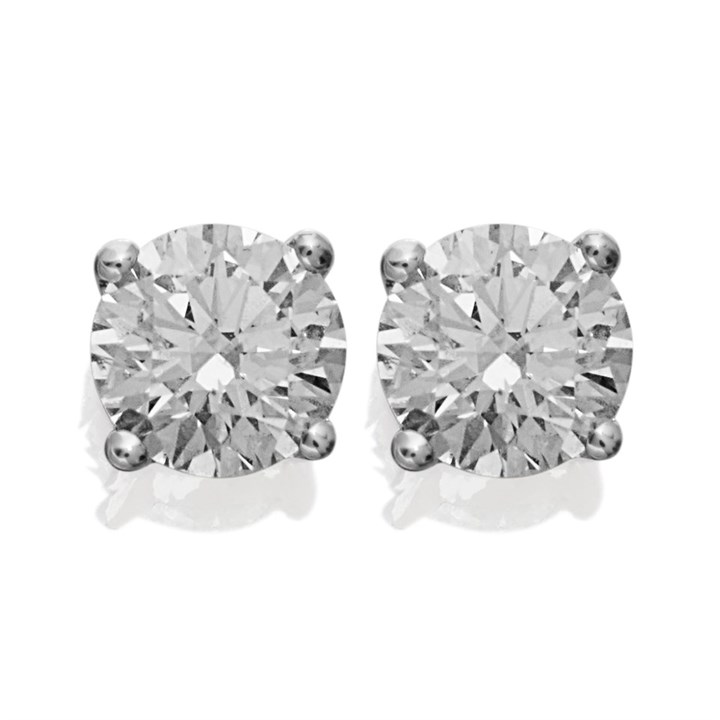 9ct White Gold Diamond Solitaire Stud Earrings - 40pts per pair - D5539