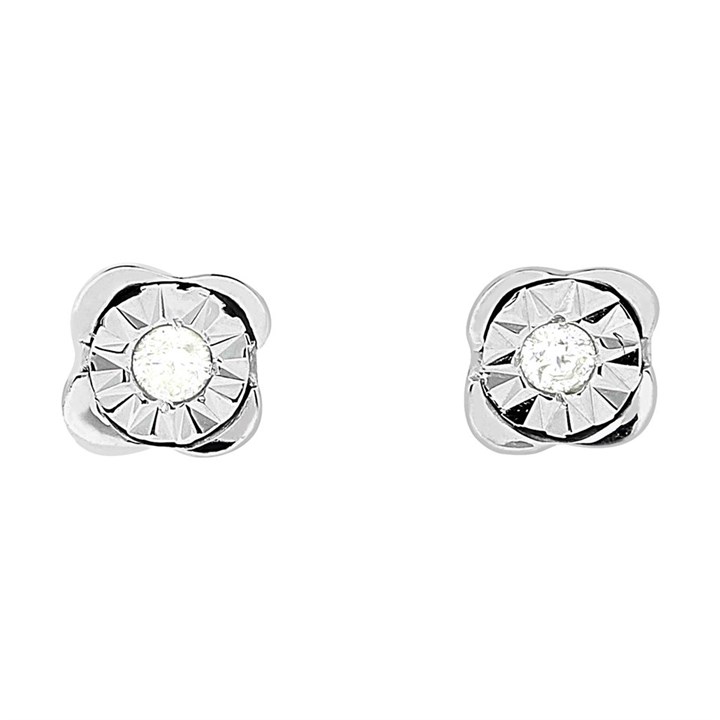 9ct White Gold Diamond Solitaire Stud Earrings - D5541