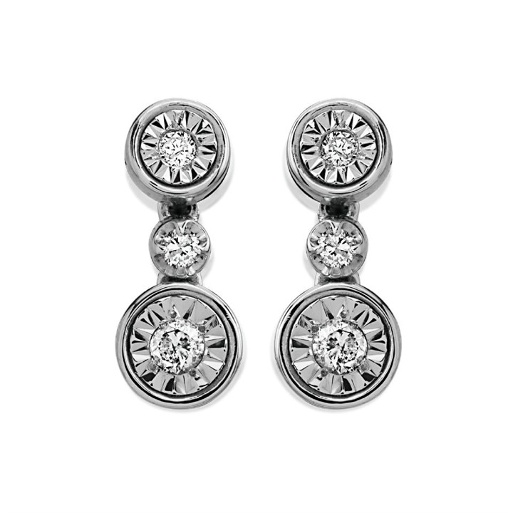 9ct White Gold Diamond Drop Earrings - 15pts per pair - D5546