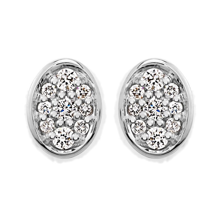 9ct White Gold Diamond Cluster Stud Earrings - 20pts per pair - D5547