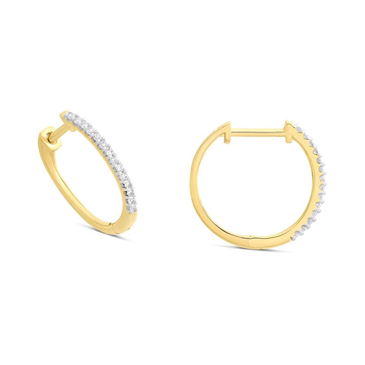 9ct Diamond-Set Hinged Huggie Earrings - D5553