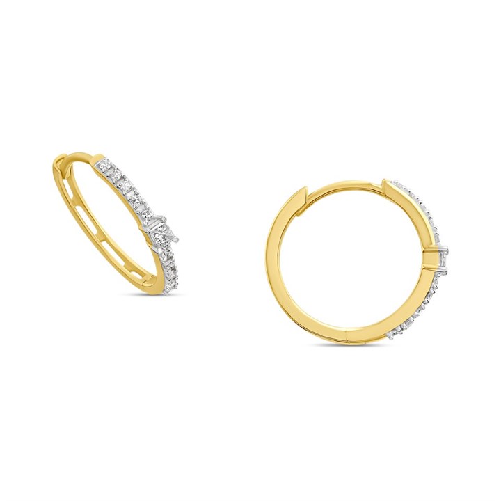 9ct Gold Diamond-Set Huggie Earrings - D5559