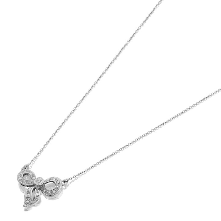9ct White Gold Diamond Bow Necklace - 5pts - D56112