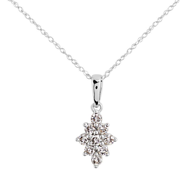 9ct White Gold Diamond Cluster Necklace - 1/4ct - D56128