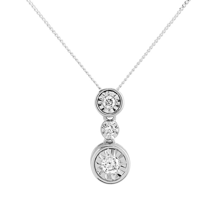 9ct White Gold Diamond Necklace - 10pts - D56144