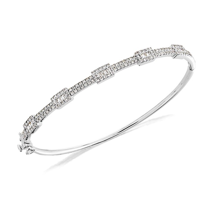 9ct White Gold 1 Carat Diamond Bangle - D5727