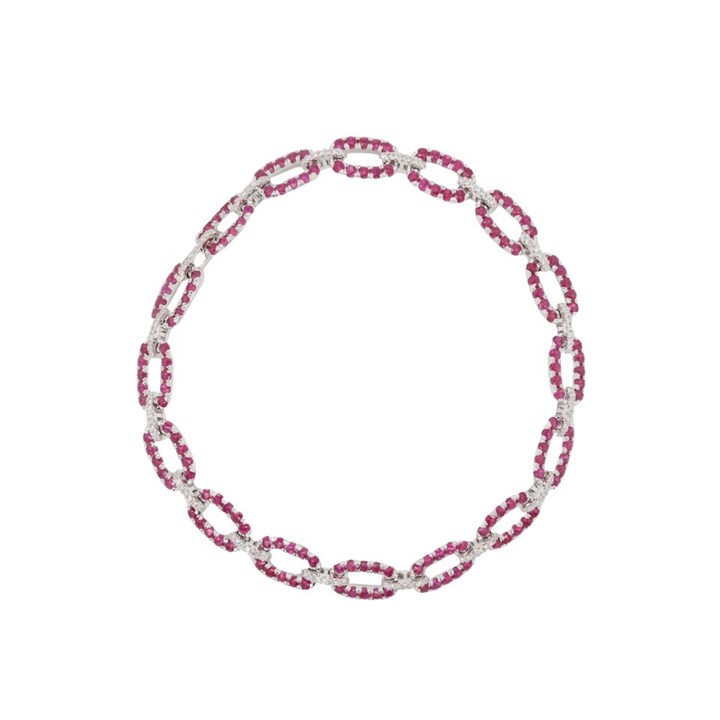 9ct White Gold Ruby And Diamond Bracelet - 32pts - D5732