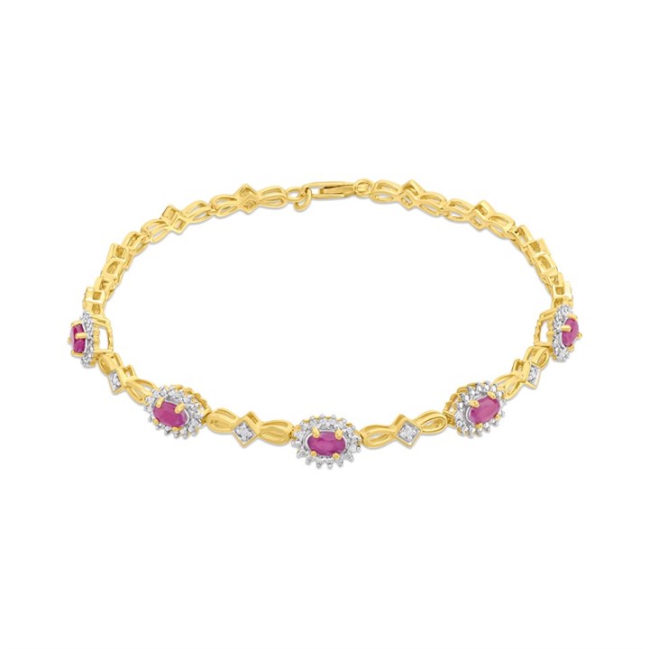 9ct Ruby And Diamond Bracelet - D5734
