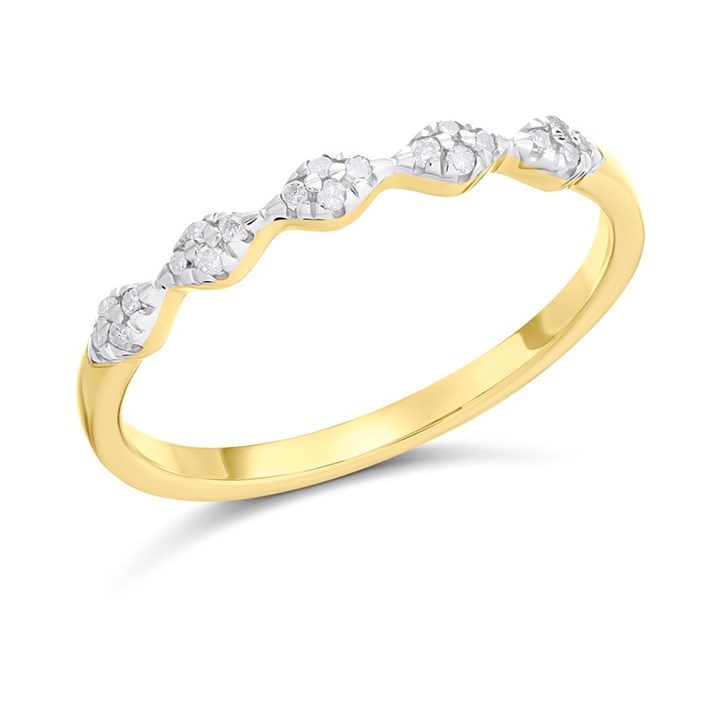 9ct Gold Diamond Half Hoop Ring - 8pts - D5819