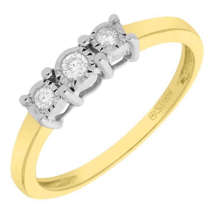 9ct Gold Diamond Trilogy Ring - 10pts - D59153