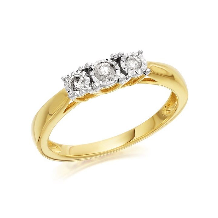 9ct Gold Diamond Trilogy Ring - 15pts - D5922