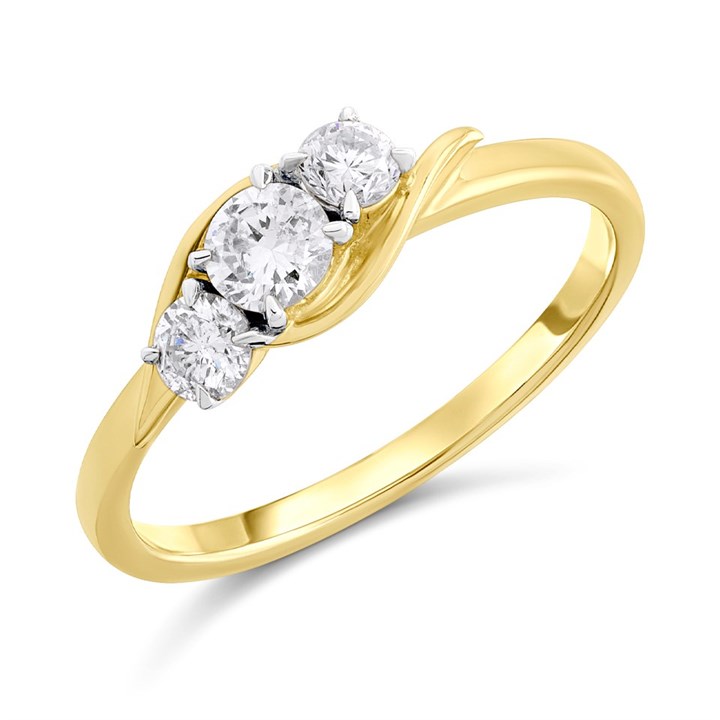 9ct Gold Diamond Crossover Trilogy Ring - 1/2ct - D5929