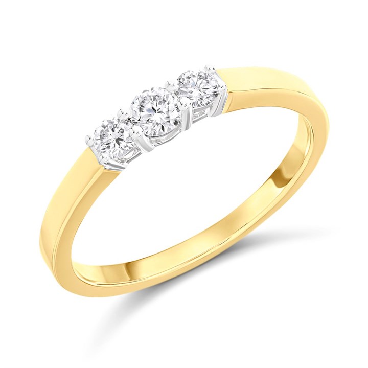 9ct Gold Graduated Diamond Trilogy Ring, 1/4ct - D5930