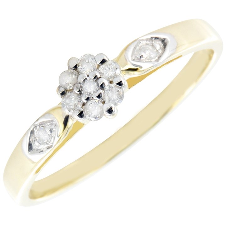 9ct Gold Diamond Cluster Ring - 14pts - D60156