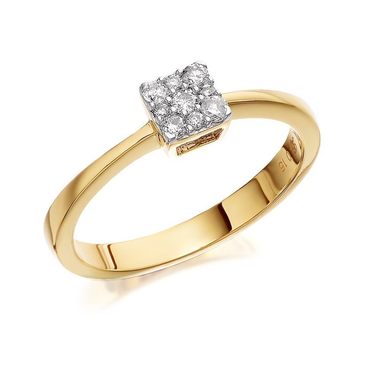 9ct Gold Diamond Cluster Ring - 15pts - D6018