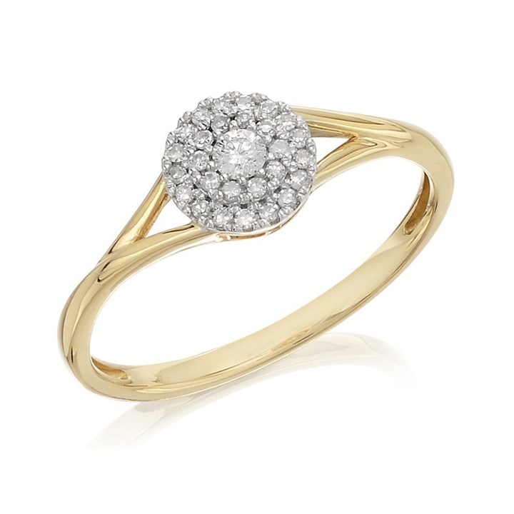 9ct Gold Diamond Cluster Ring - 15pts - D6066