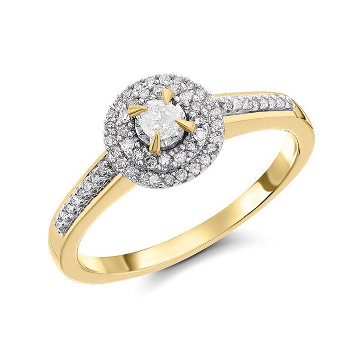 9ct Gold Diamond Cluster Ring - 20pts - D6074