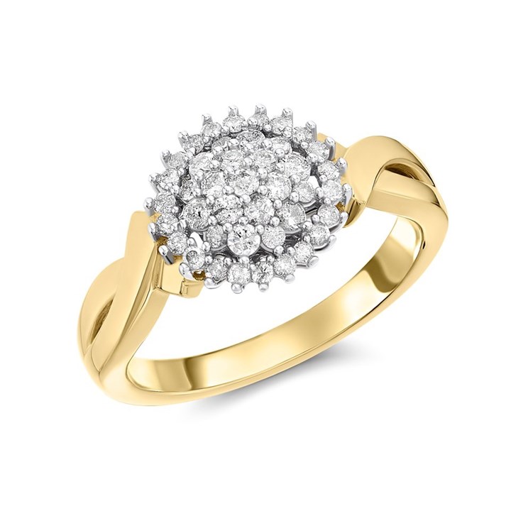 9ct Gold Diamond Cluster Ring - 40pts - D6075