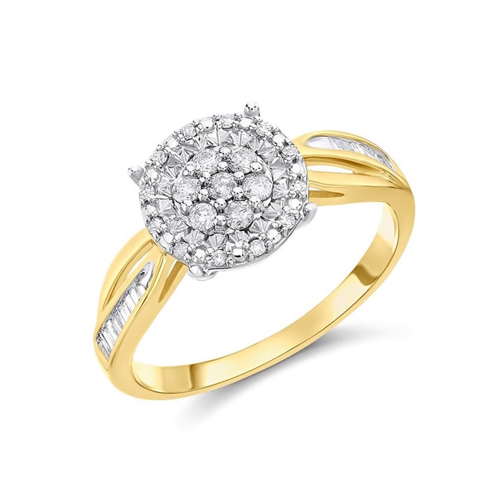 9ct Gold Diamond Cluster Ring - 1/4ct - D6081