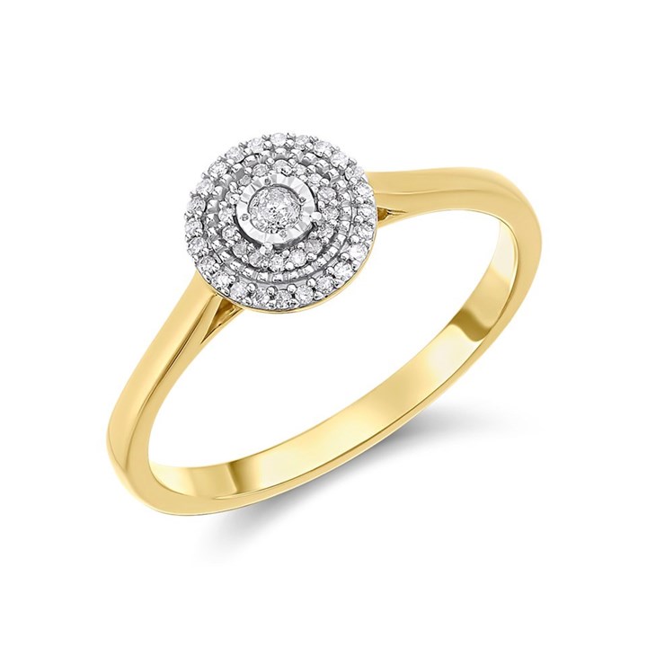 9ct Gold Diamond Cluster Ring - 10pts - D6087