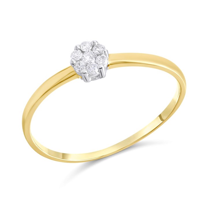 9ct Gold Diamond Cluster Ring - 10pts - D6091