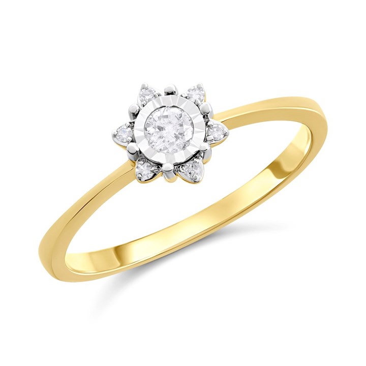 9ct Gold Diamond Cluster Ring - 10pts - D6093