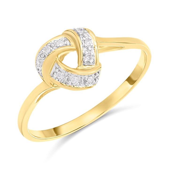 9ct Gold Diamond Knot Ring - D6134
