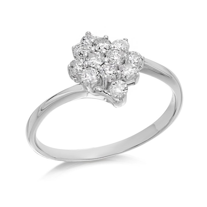 9ct White Gold Diamond Twist Cluster Ring - 1/2ct - D6310