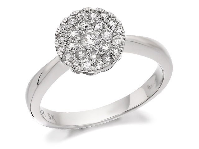 9ct White Gold Diamond Cluster Ring - 1/2ct - D6312