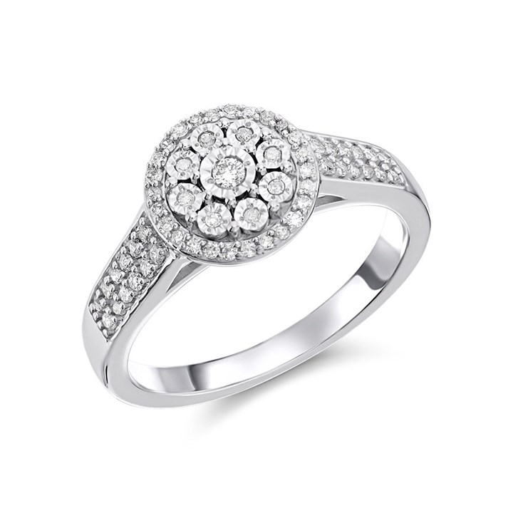 9ct White Gold Diamond Cluster Ring - 1/4ct - D63148