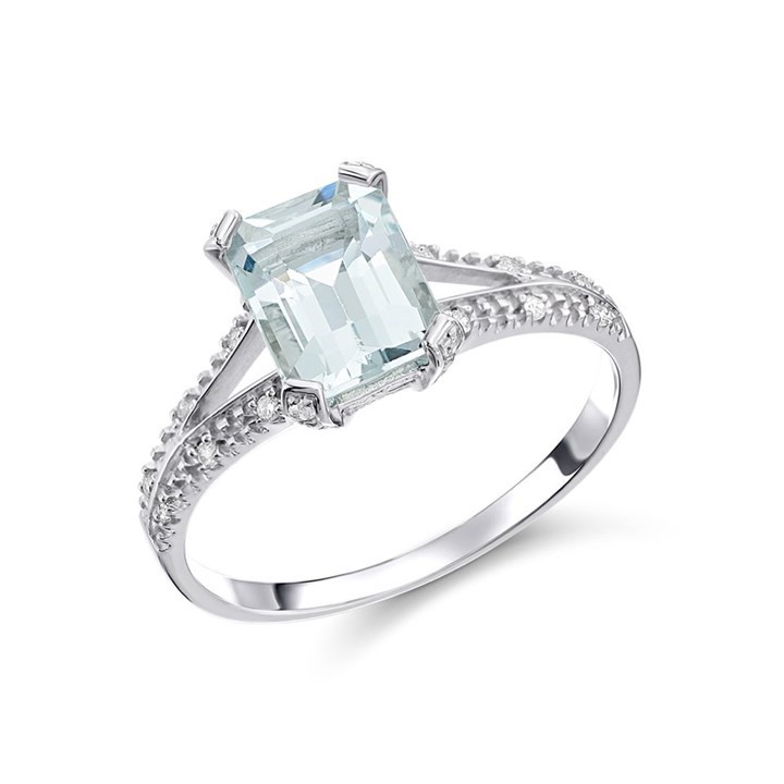 9ct White Gold Aquamarine And Diamond Ring - 7pts - D63160