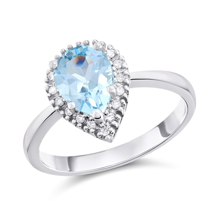 9ct White Gold Topaz And Diamond Pear Cluster Ring - 7pts - D63162