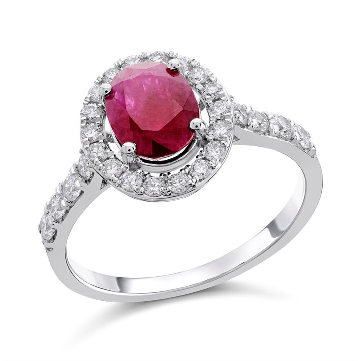 9ct White Gold Ruby And Diamond Cluster Ring - 1/2ct - D63164